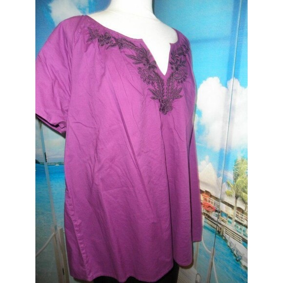 NEW by BASIC EDITIONS, GORGEOUS PURPLE PEASANT BLOUSE, TOP, SHIRT  PLUS SIZE 2X - Picture 3 of 12